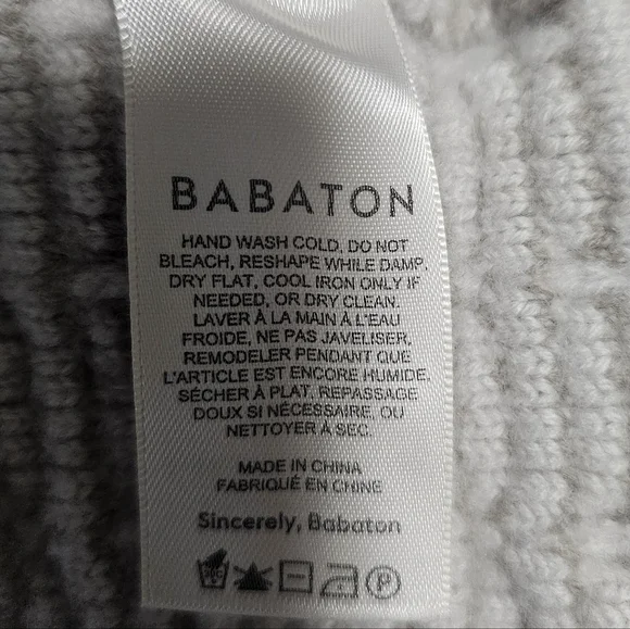 Aritzia Babaton Lacer Cardigan 100% Merino Wool Grey White Tweed Knit Size S - Picture 10 of 11